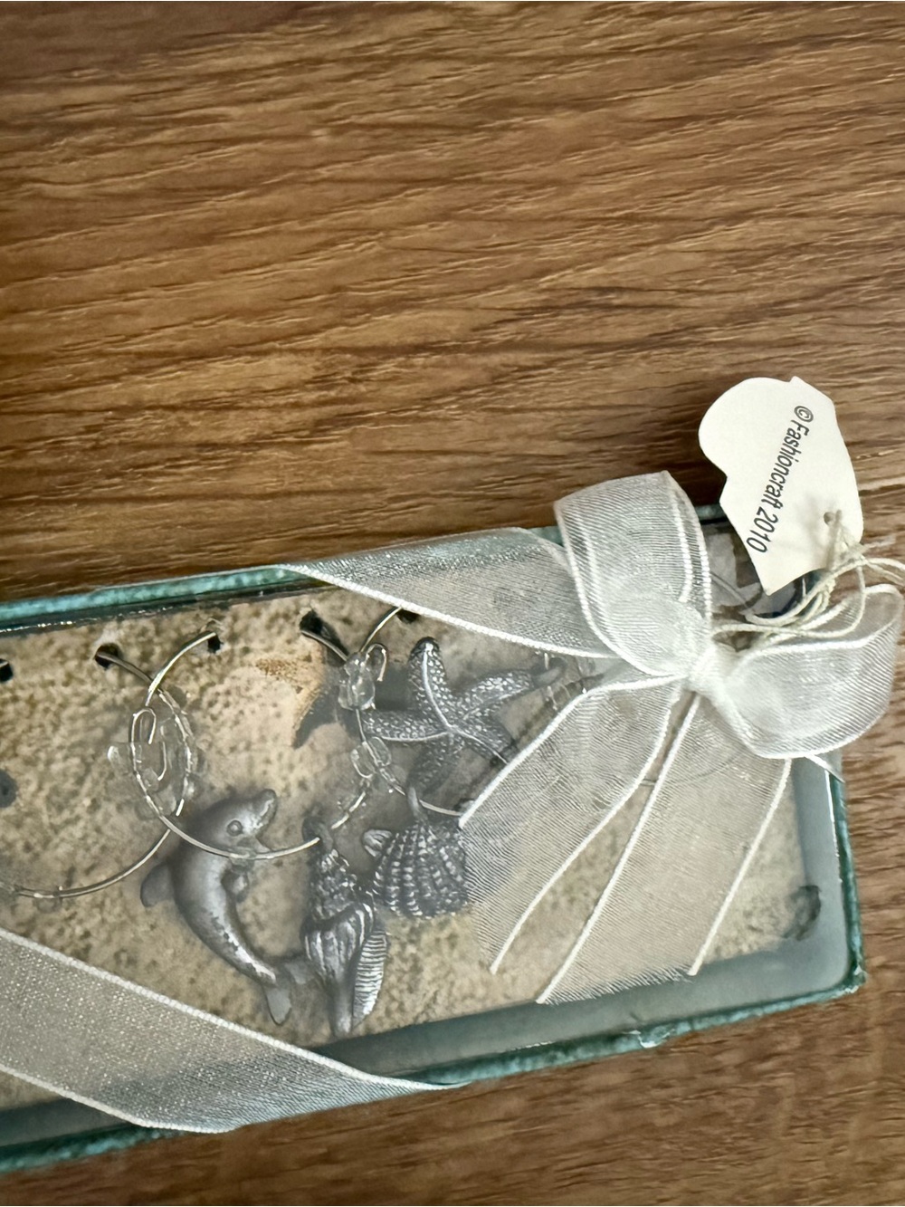 Silver Coastal Charm Gift Box with Sheer Cream Ribbon